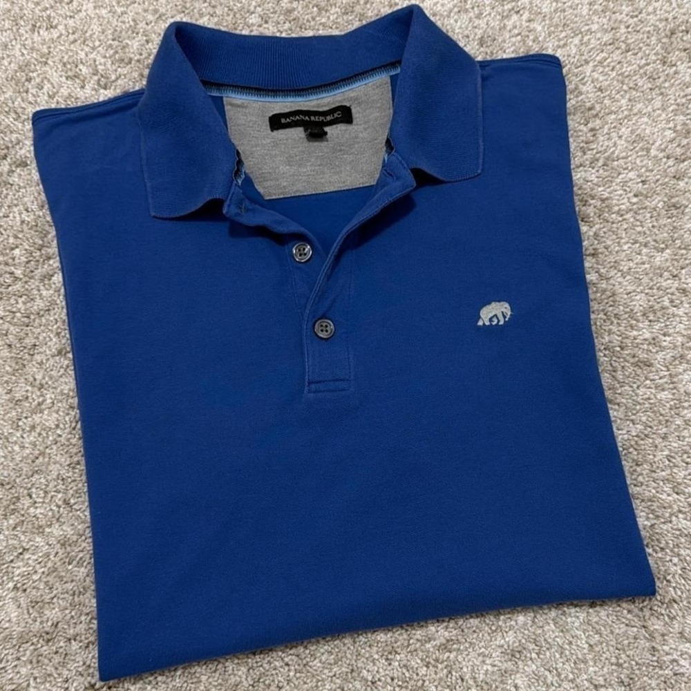 Banana Republic Blue‎ Polo Shirt | Minimal Logo | XL